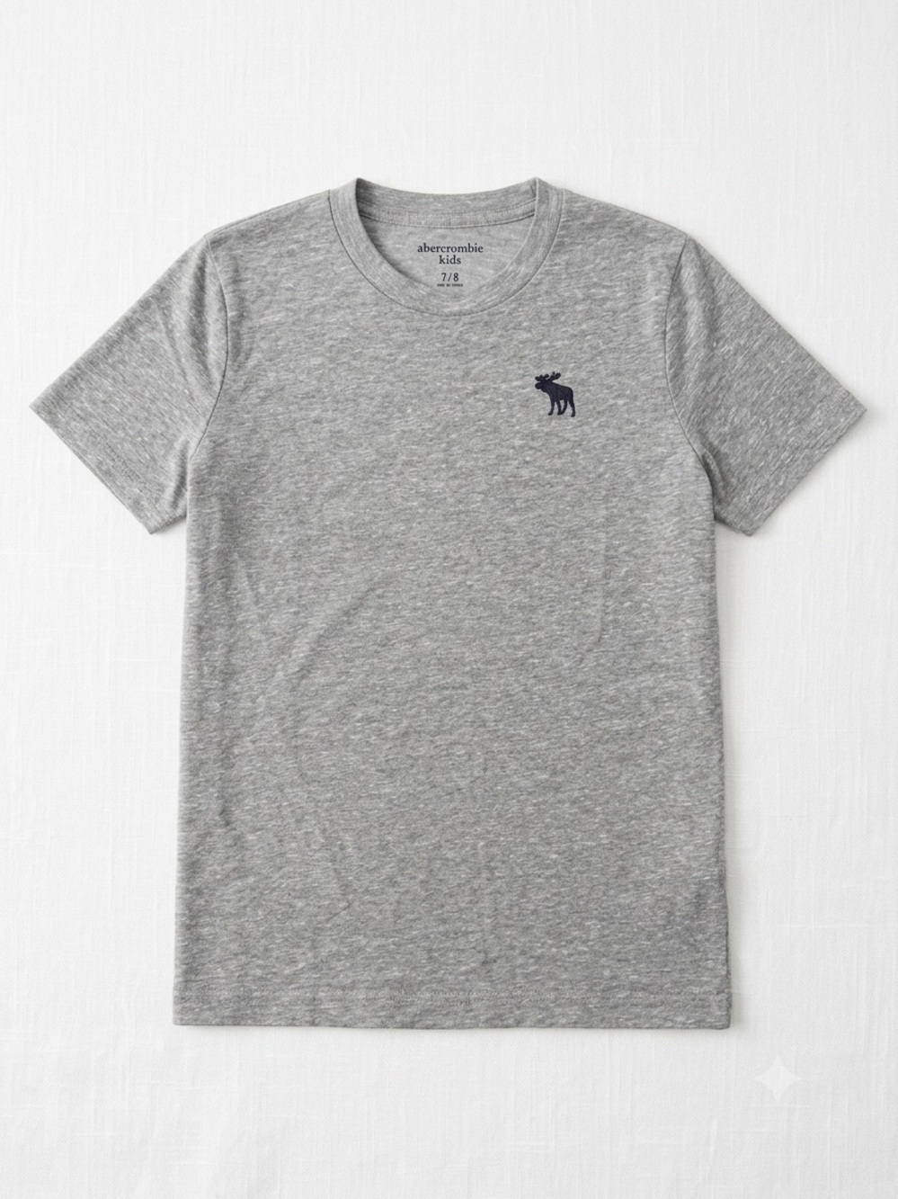 Abercrombie & Fitch Grey Heather Crewneck T-Shirt with Navy Logo